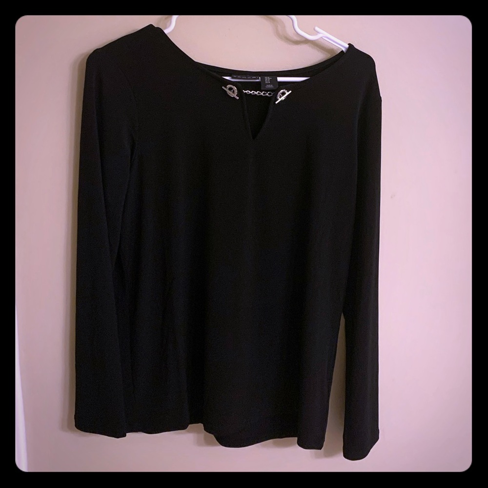 Tahari black long sleeved blouse medium